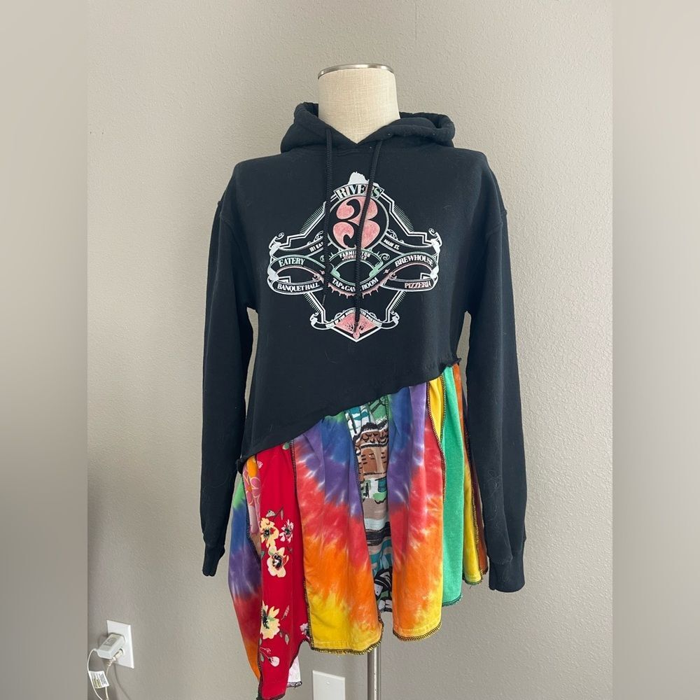 Black hoodie with colorful asymmetrical peplum